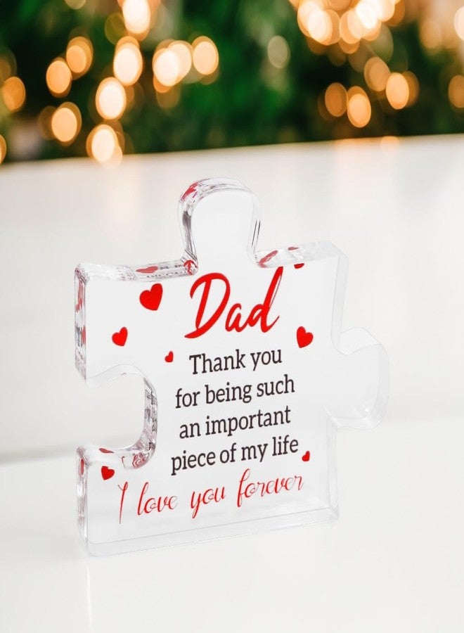 Chambom Gifts for Dad - Father's Present, Dad Gifts from Daughter for Birthday Christmas, Cool Presents Ideas, Engraved Acrylic Block Puzzle Gift for Father 2.2 x 2.8 in - Image 2